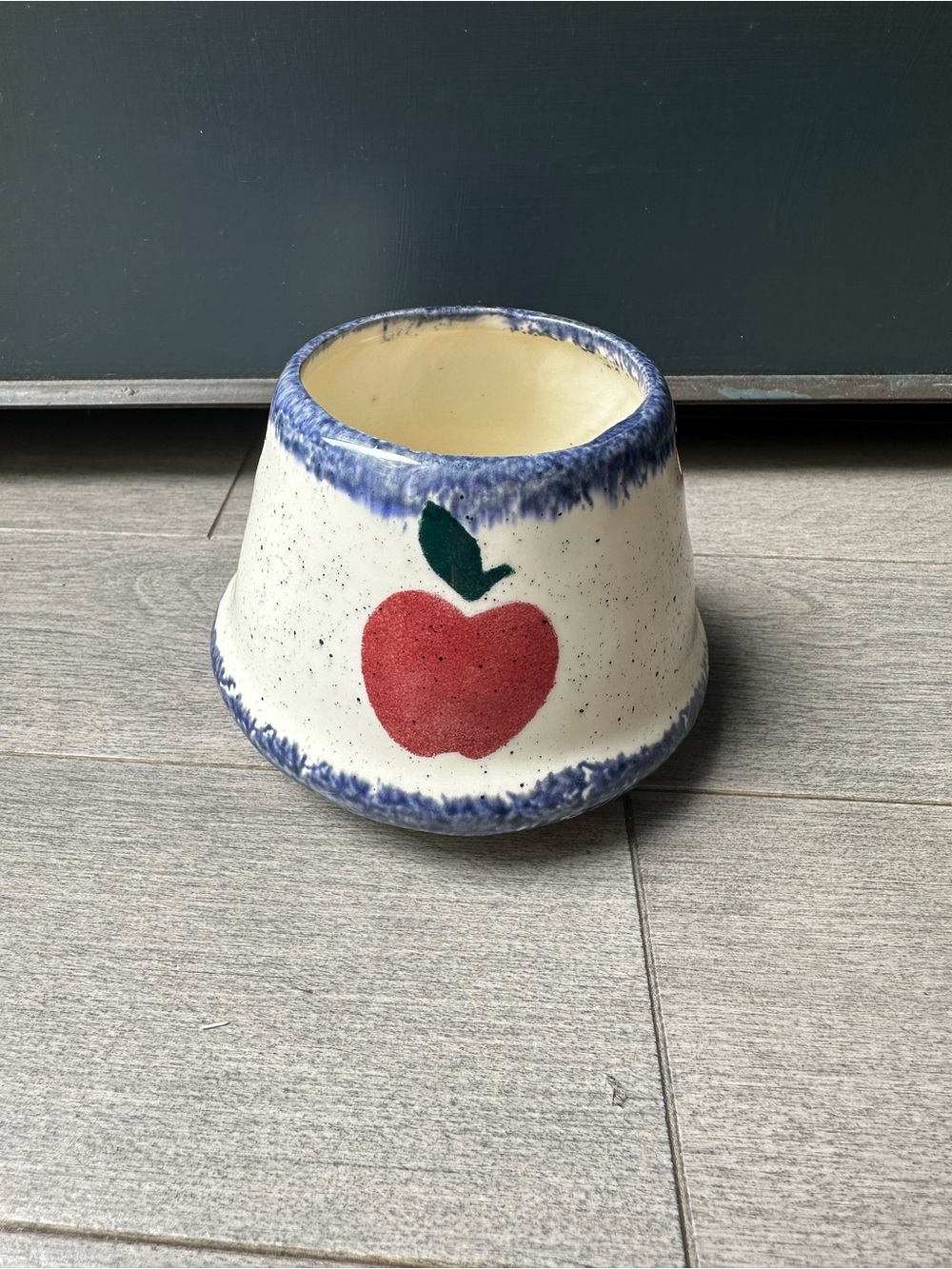 Vintage Ceramic Small Apple Heart Cutout Candle Jar Shade Topper Farmhouse